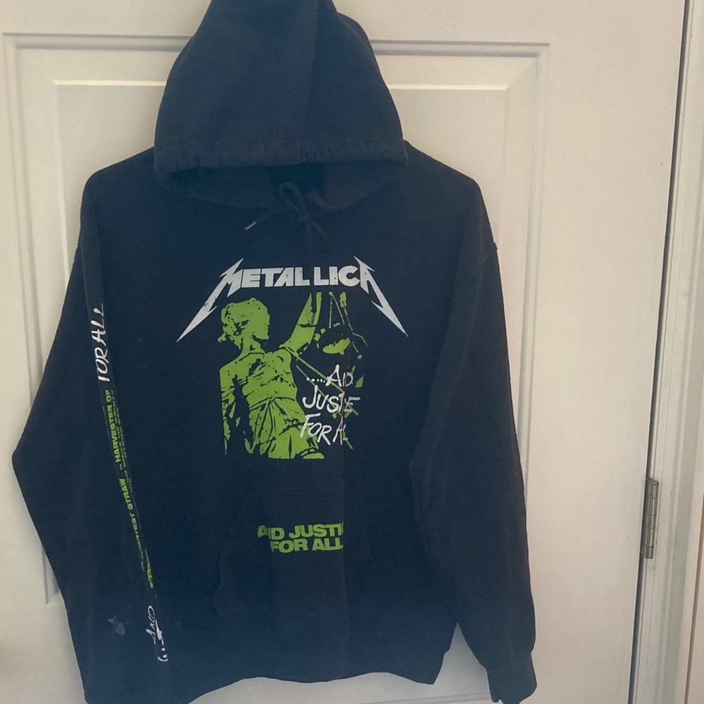 METALLICA AND JUSTICE FOR ALL SIZE SMALL BLACK HOODIE